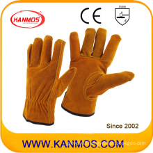 Industrial Safety Brown Cowhide Split Hand Drivers Leather Work Gloves (11201)